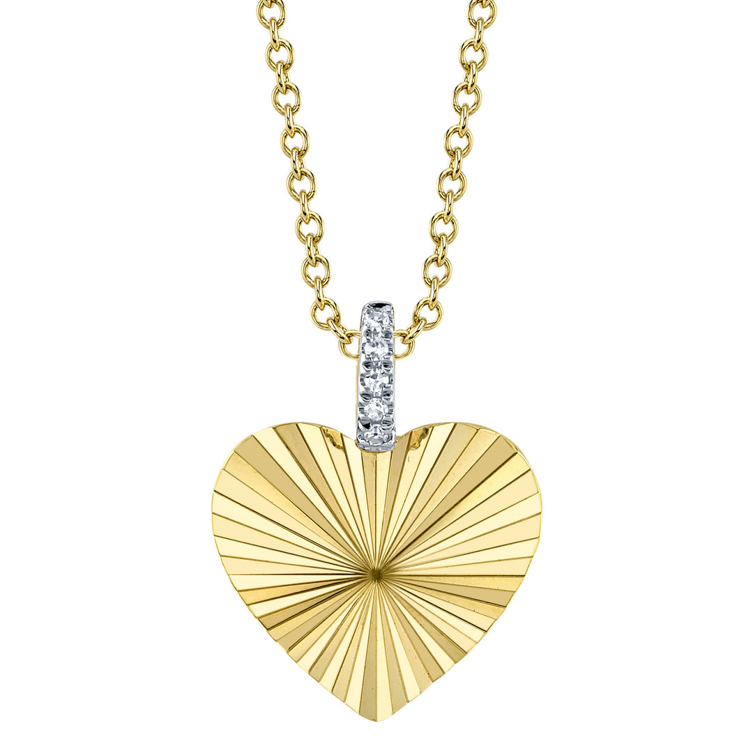14K Yellow Gold Shy Creation Polished Heart With 0.01 CTW Diamond Pendant With 18" Chain