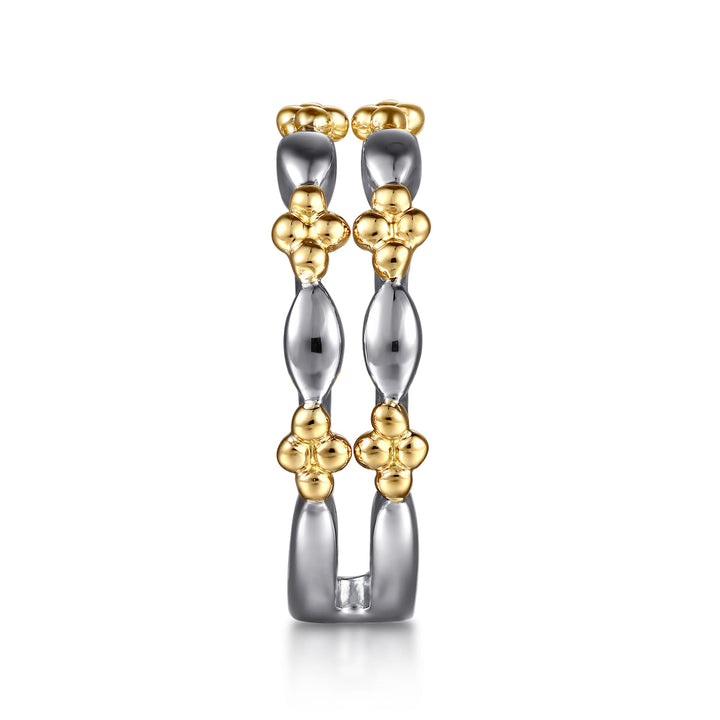 Sterling Silver And 14K Yellow Gold Gabriel & Co. Two-Row Stackable Ring
