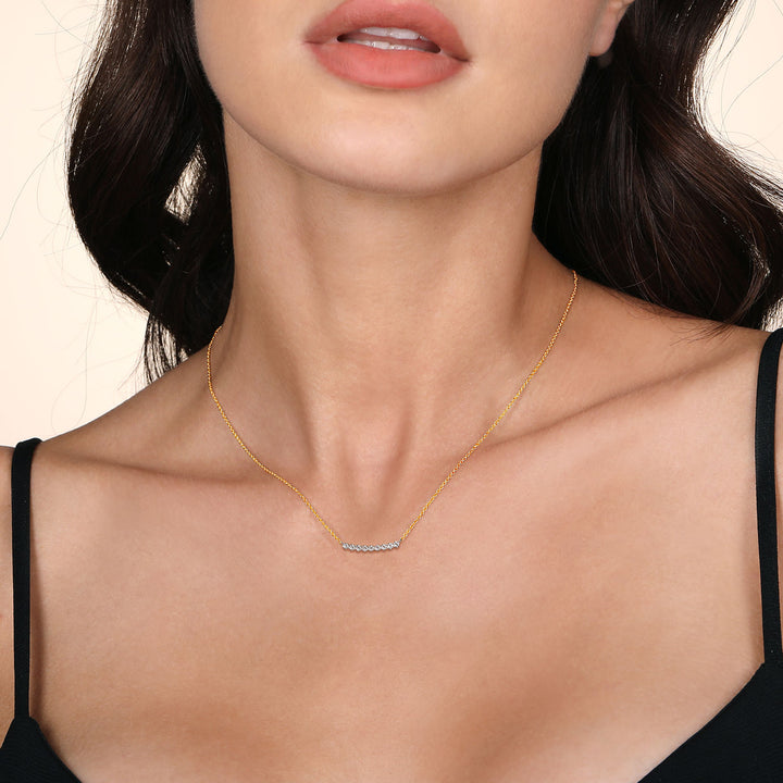 14K Yellow And White Gold 0.28 CTW Round White Sapphire 17.5" Necklace