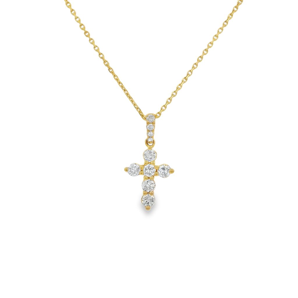 18K Yellow Gold 0.50 CTW Diamond Cross Pendant