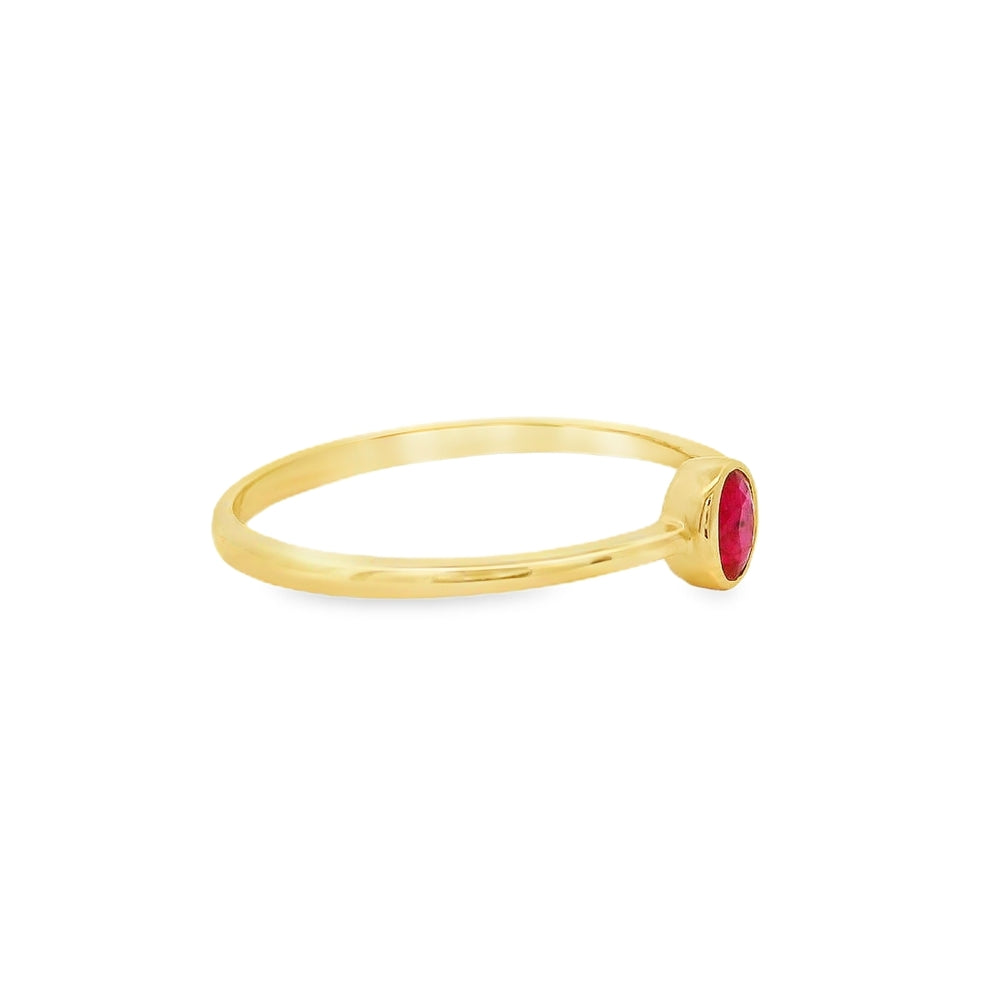 14K Yellow Gold 4x3mm Ruby Ring
