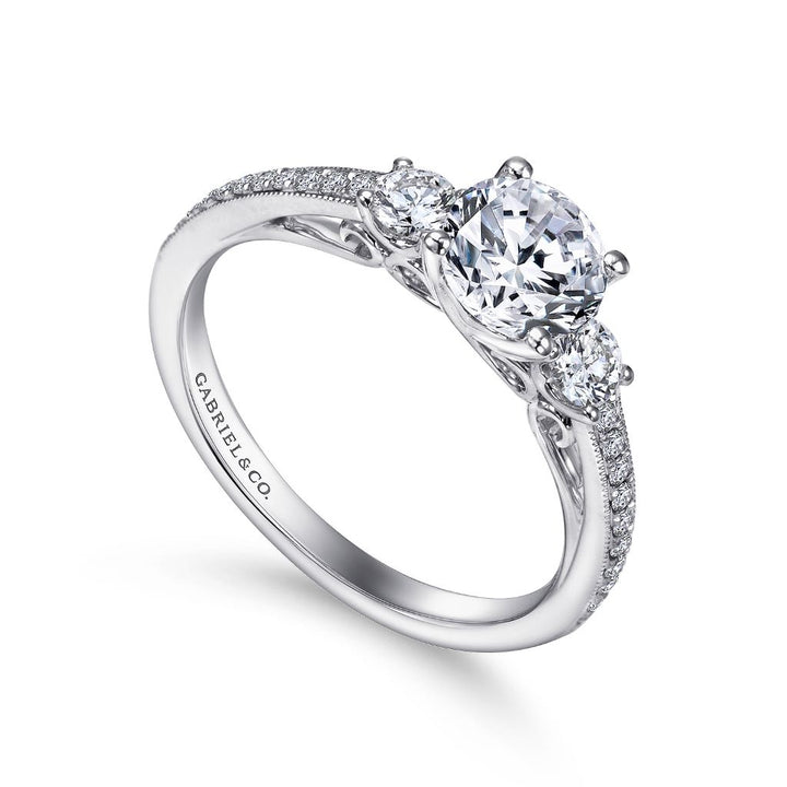 14K White Gold 0.32 CTW Diamond Set Engagement Ring Semi-Mount