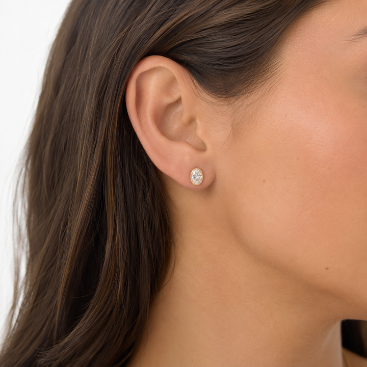 14K Yellow Gold 2.09 CTW LAB Grown Diamond Stud Earrings Bezel Set