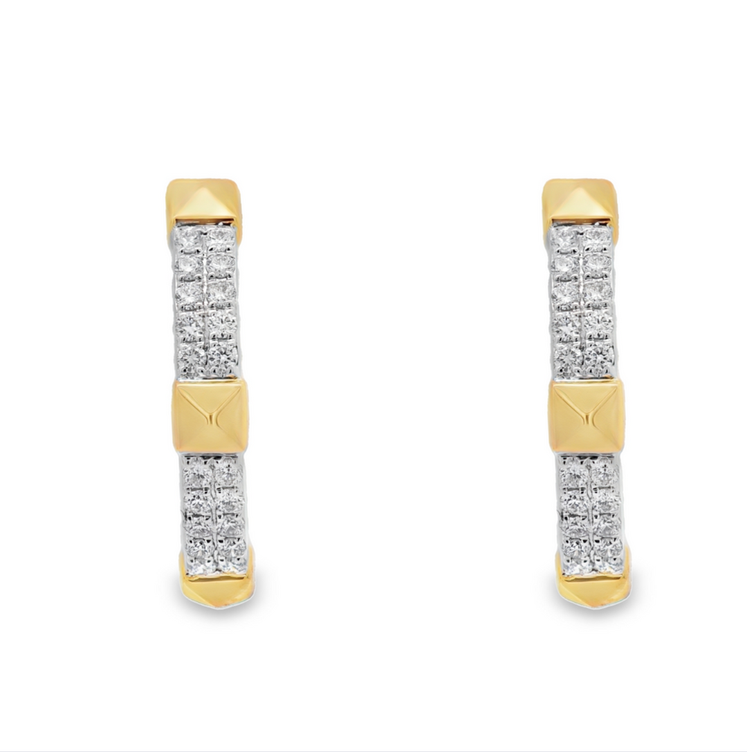 18K White And Yellow Gold 0.39 CTW Diamond Hoop Earrings