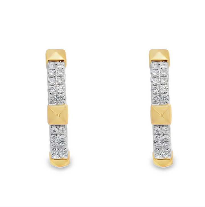 18K White And Yellow Gold 0.39 CTW Diamond Hoop Earrings