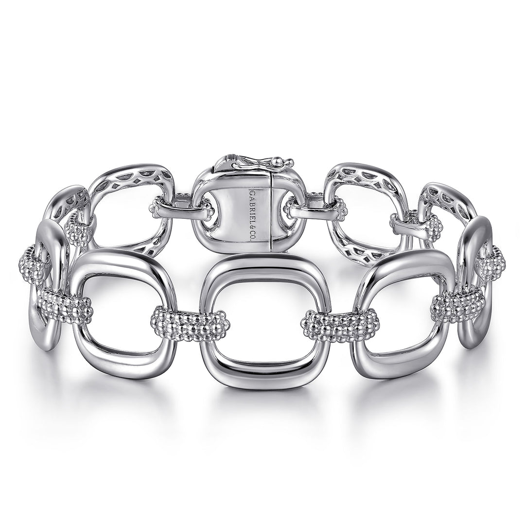 Gabriel & Co. Silver Large Open Cushion Shaped Link Bracelet