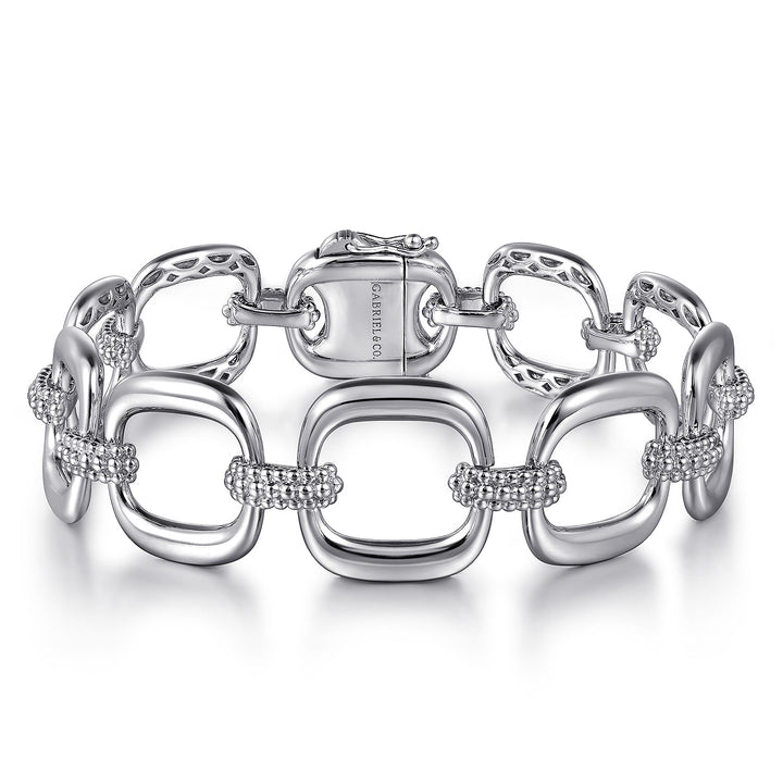 Gabriel & Co. Silver Large Open Cushion Shaped Link Bracelet