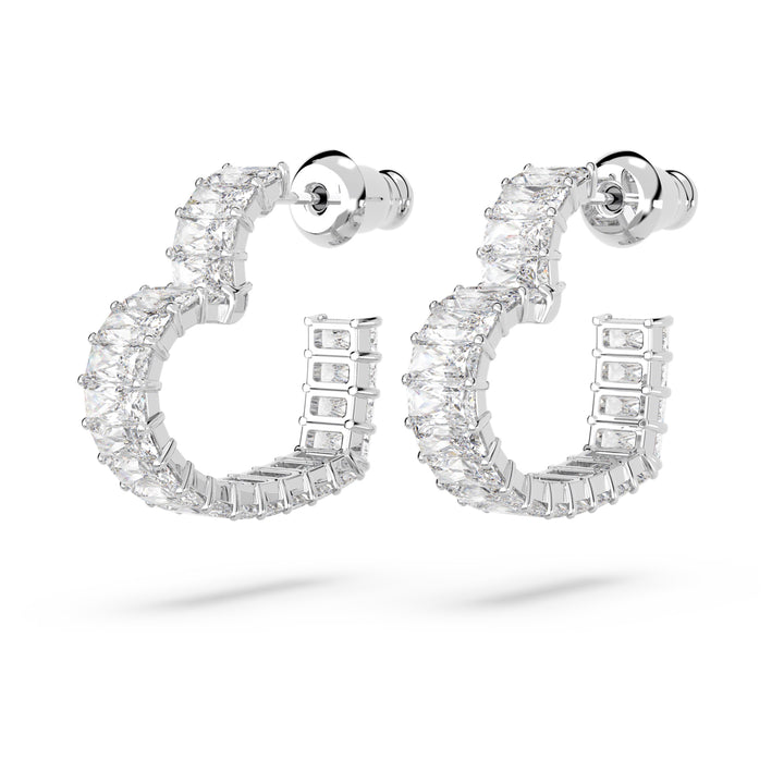 Swarovski Matrix Rhodium Plated Hoop Earrings With Clear Zirconia's 5653170