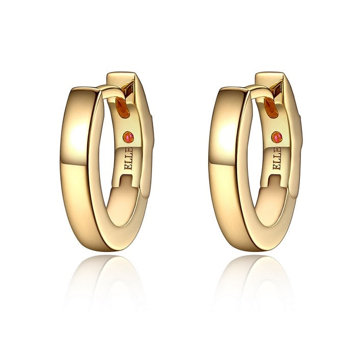 Yellow Gold Plated Sterling Silver ELLE Small Oval Huggie Earrings