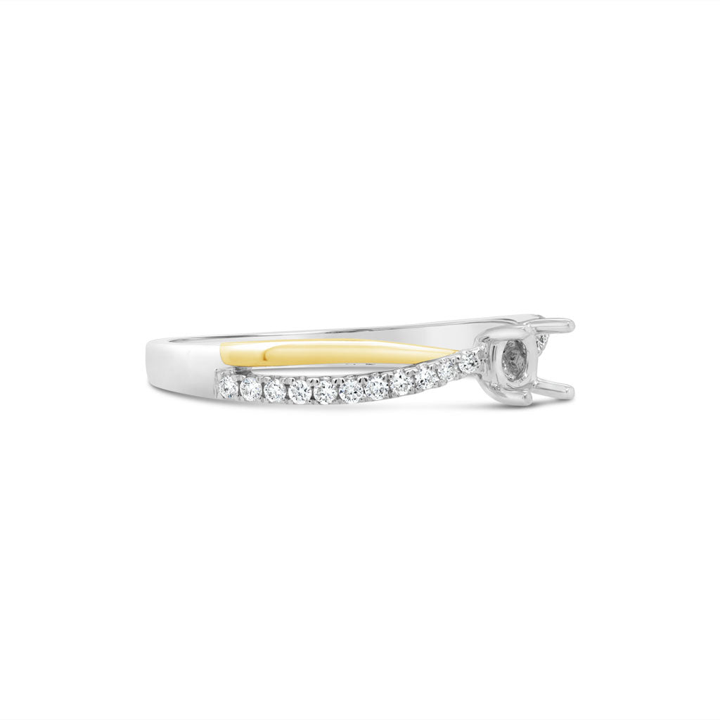 Women's 18K White/Yellow Gold Diamond Semi-Mount Engagement Ring
