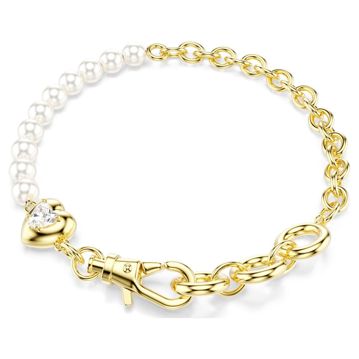 Swarovski Idyllia Gold-Tone Plated Heart Bracelet With White Crystal Pearl 5737299