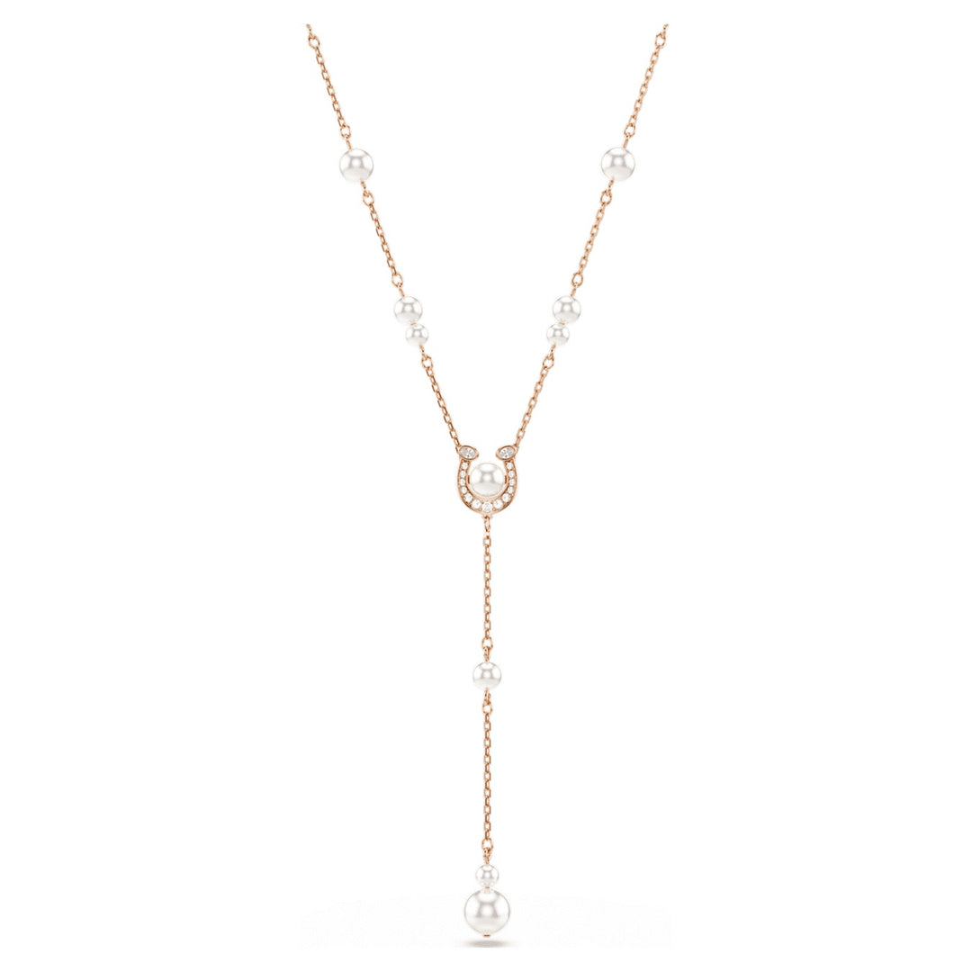 Swarovski Symbolica Rose Gold-Tone Plated Horseshoe Necklace With Clear Crystal Pearl 5741463