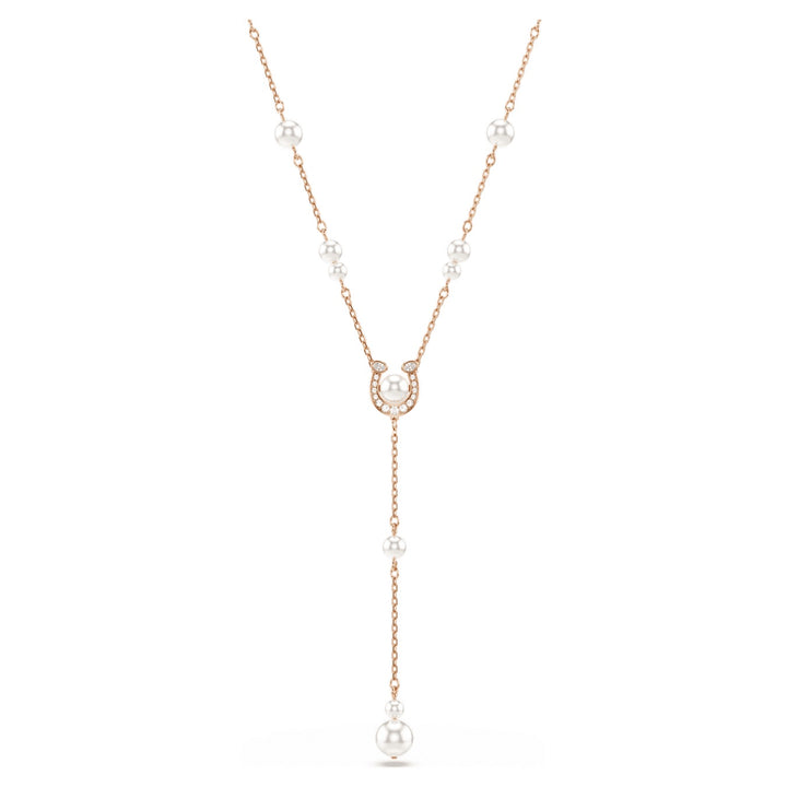 Swarovski Symbolica Rose Gold-Tone Plated Horseshoe Necklace With Clear Crystal Pearl 5741463