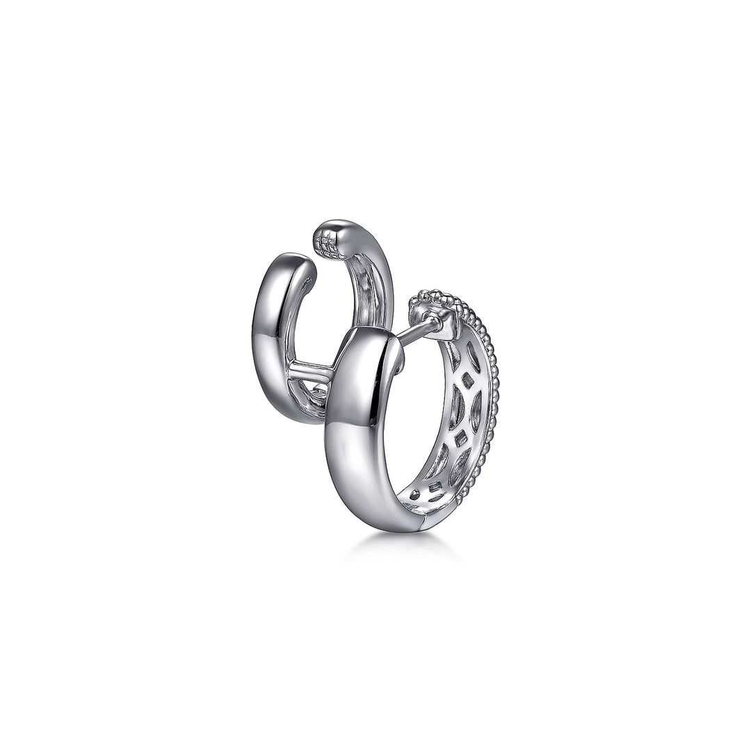 Sterling Silver Gabriel & Co. Huggie Earrings With White Sapphires