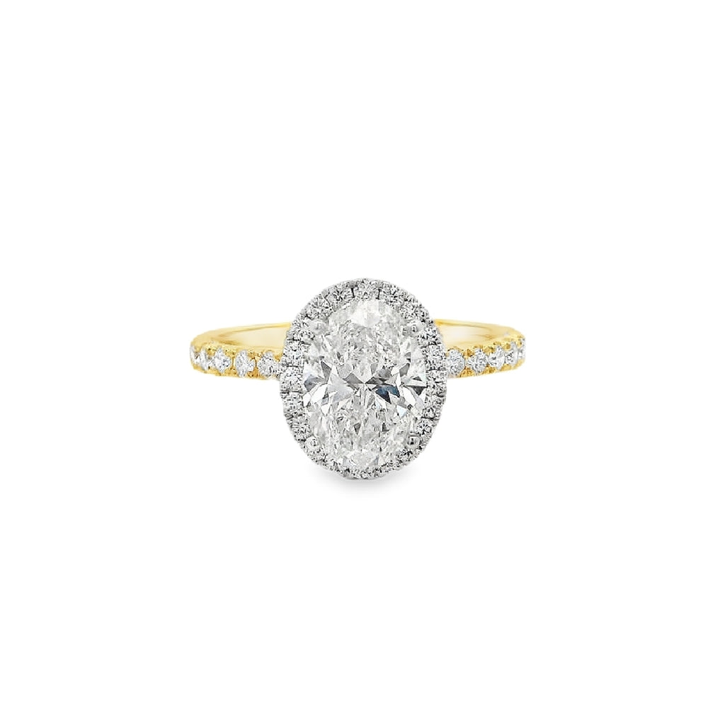 Women's 18K Yellow And White Gold Halo 0.45 CTW Diamond Semi-Mount Engagement Ring