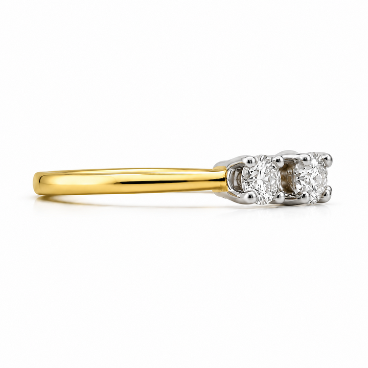 14K Yellow And White Gold Three Stone 0.78 CTW Diamond Engagement Ring