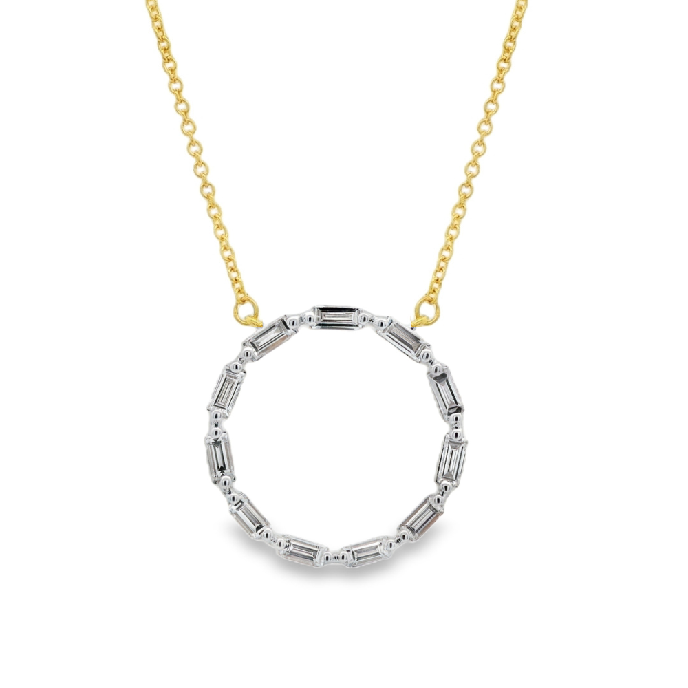 14K Yellow And White Gold 0.48 CTW Diamond Circle Necklace