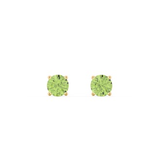 14K Yellow Gold 3mm Each Round Peridot Stud Earrings