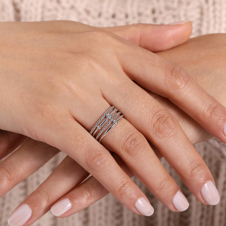 Sterling Silver Gabriel & Co. Multi-Row Stackable Ring With Diamonds