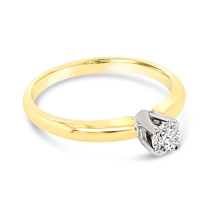 14K Yellow Gold 0.21 CT Diamond Solitaire Engagment Ring