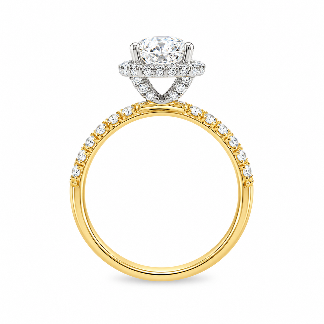 Women's 18K Yellow And White Gold Halo 0.45 CTW Diamond Semi-Mount Engagement Ring