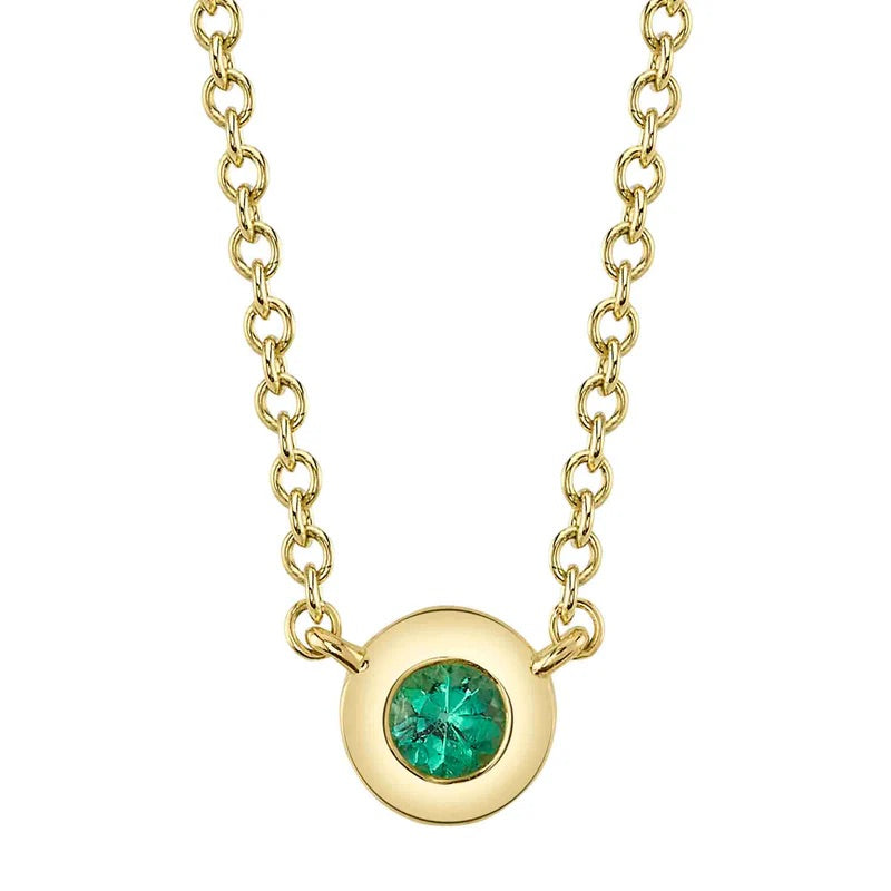 14K Yellow Gold 0.04 CTW Round Emerald Necklace