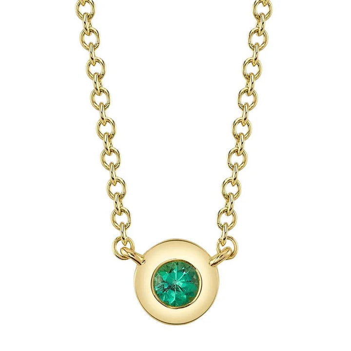 14K Yellow Gold 0.04 CTW Round Emerald Necklace