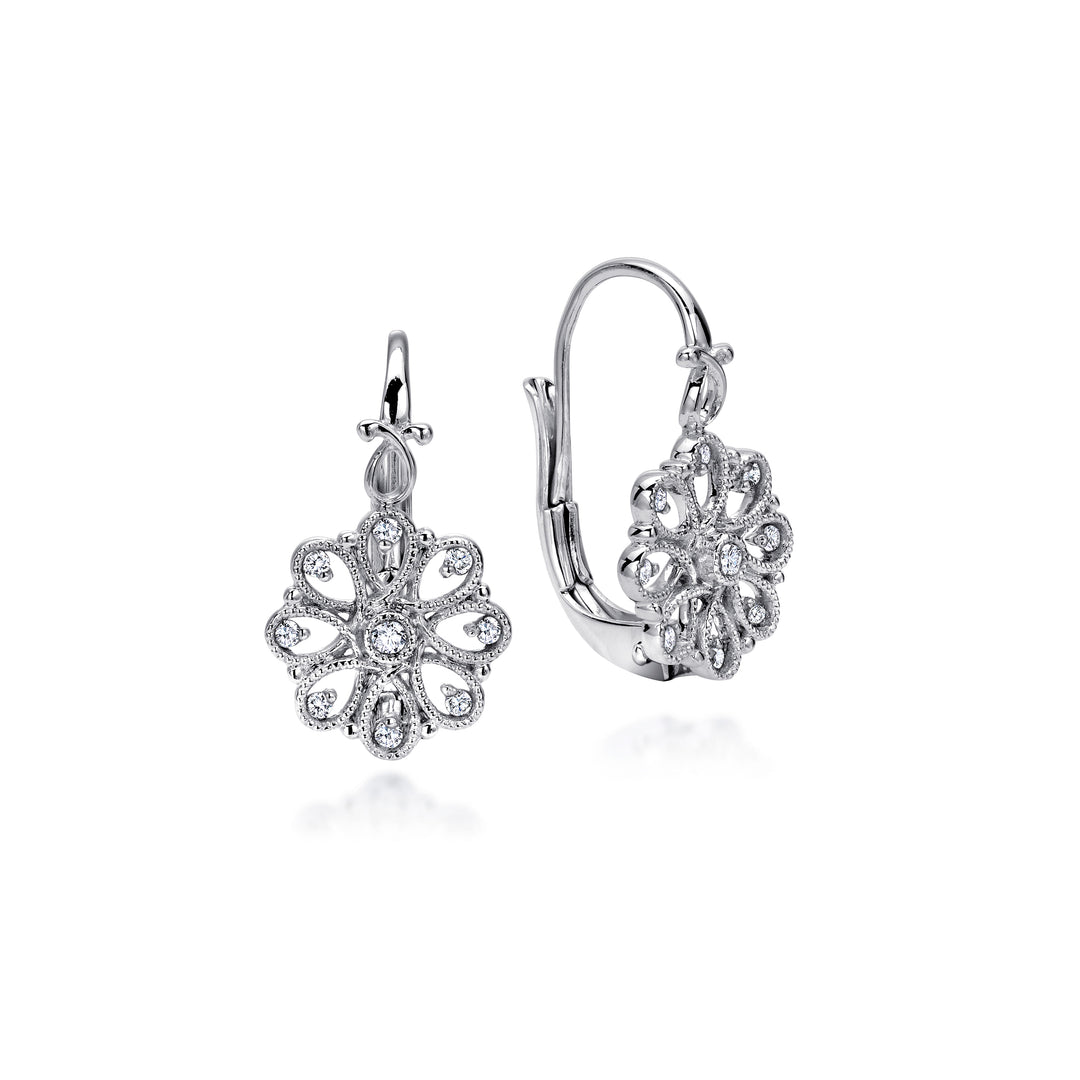 Sterling Silver Gabriel & Co. Drop Earrings With White Sapphire