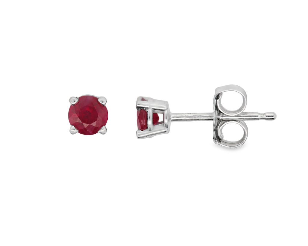 14K White Gold 0.41 CTW Round Ruby Stud Earrings