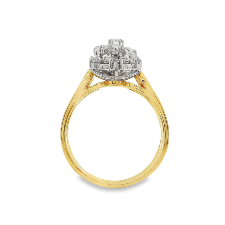 Estate - 14K Yellow And White Gold 0.59 CTW Diamond Ring, Size 9.5
