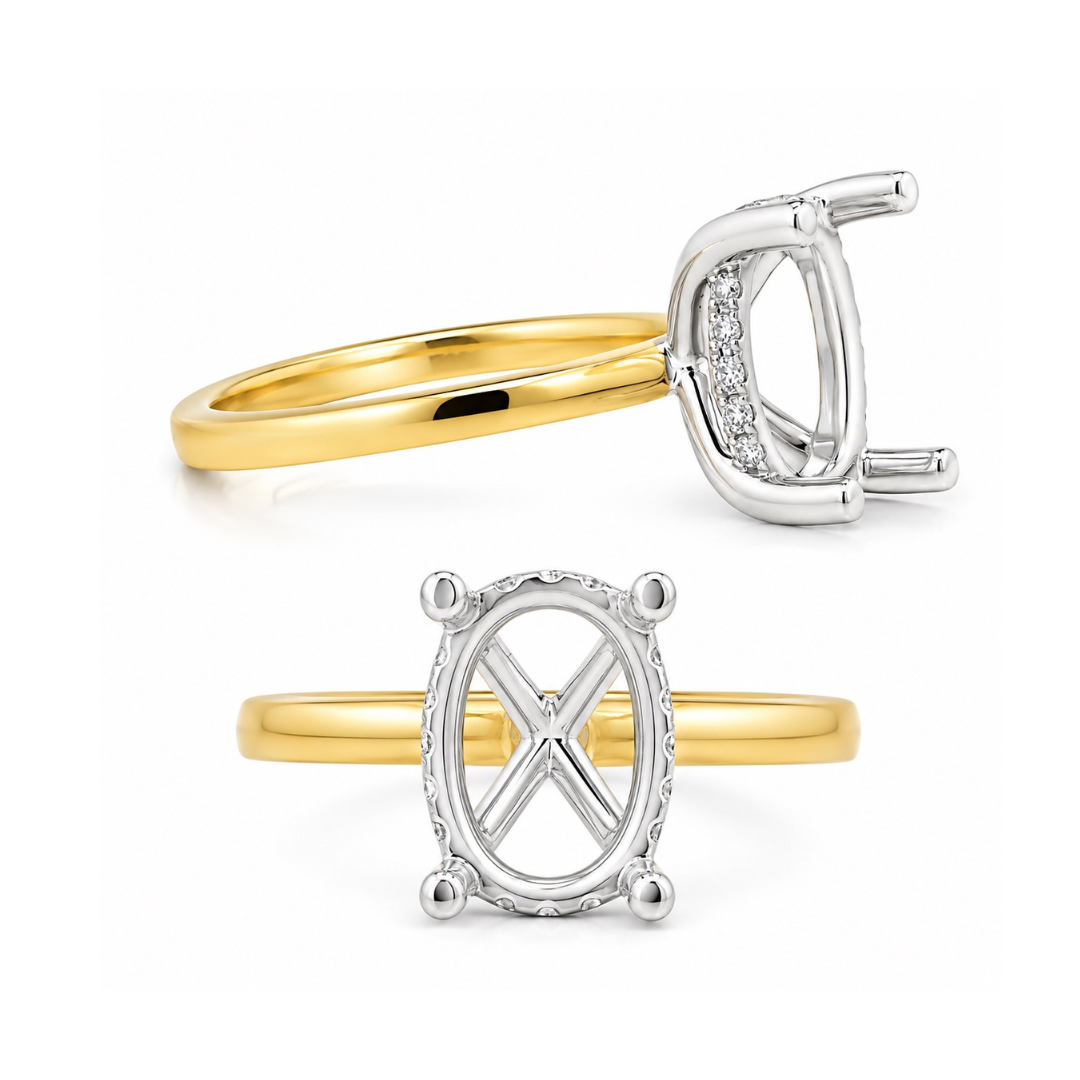 14K Yellow And White Gold Hidden Halo 0.14 CTW Diamond Semi-Mount Engagement Ring