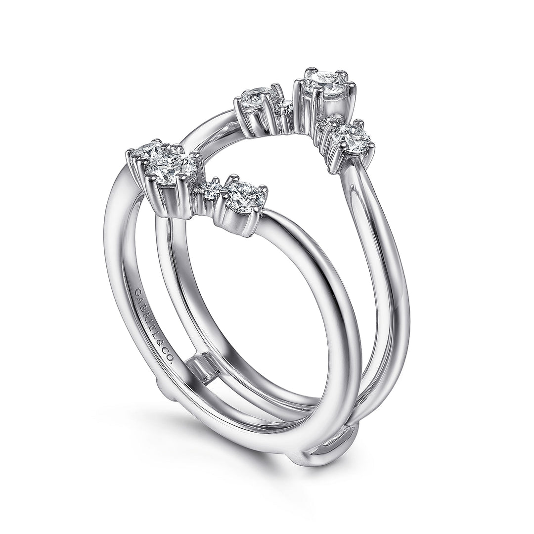 14K White Gold SI G/H 0.48 CTW Diamond Women's Guard Style Wedding Band