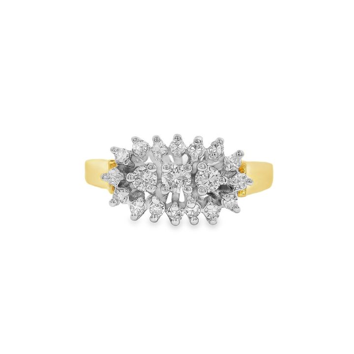 Estate - 14K Yellow And White Gold 0.20 CTW Diamond Ring, Size 7