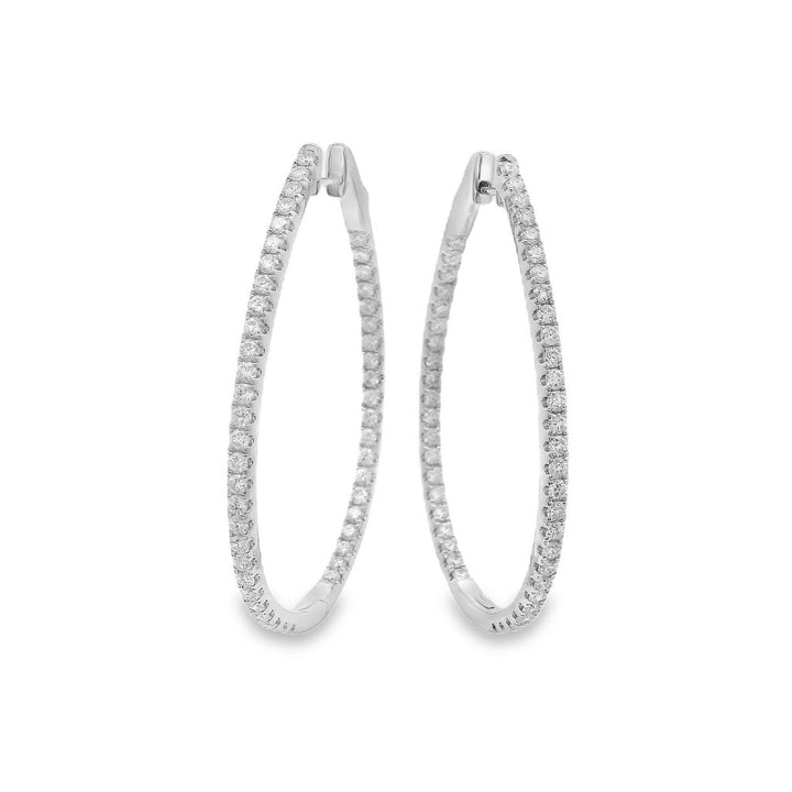 18K White Gold 2.80 CTW Diamond U-Shaped Hoop Earrings