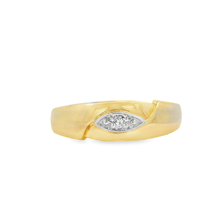 10K Yellow And White Gold Domed 0.02 CTW Diamond Men's Ring