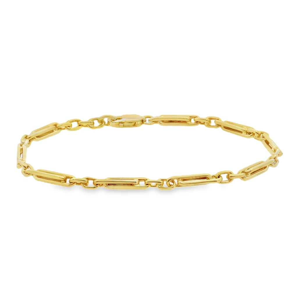 Estate - 14 Karat Yellow Gold Polished Fancy Link 7" Bracelet