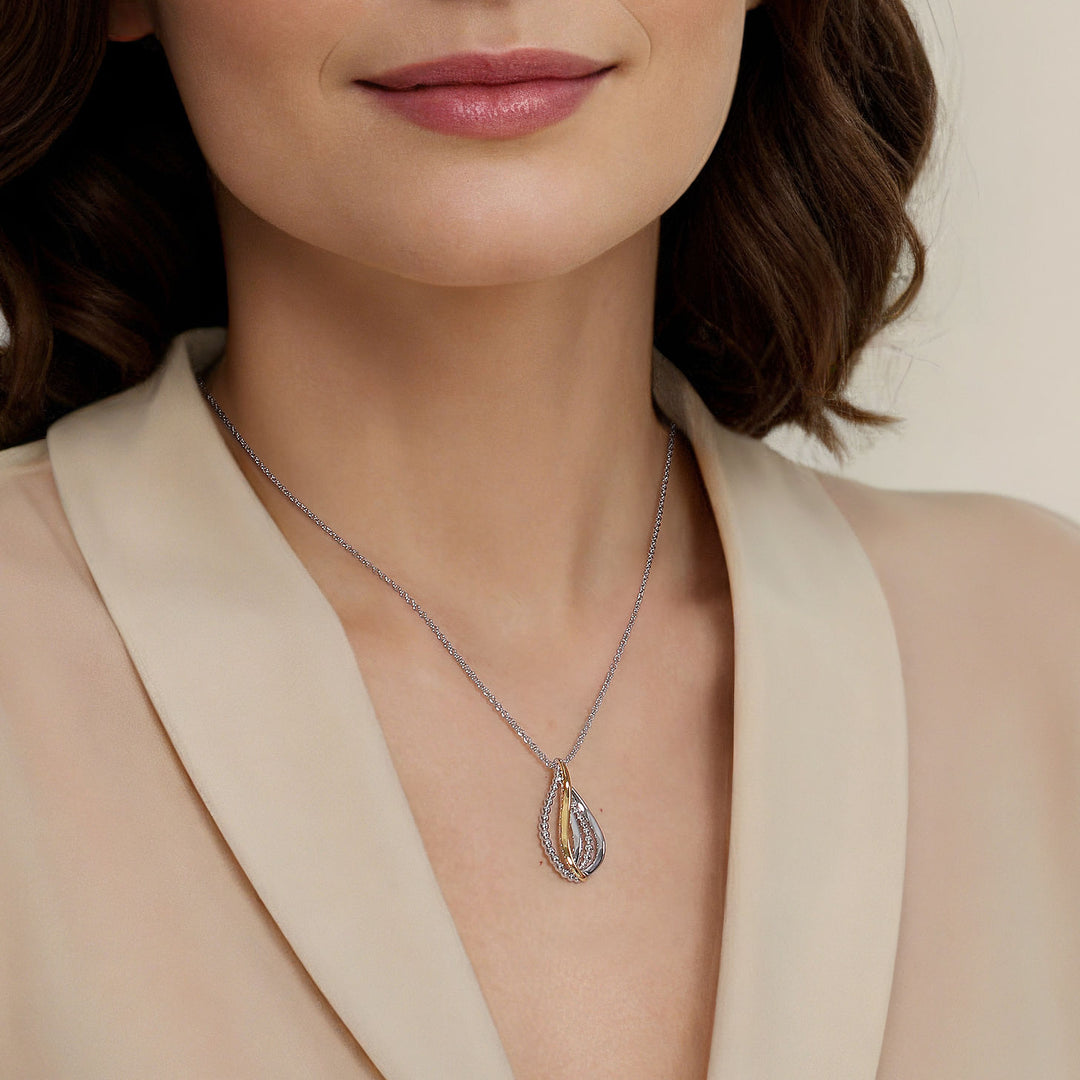 Gabriel & Co. Sterling Silver And 14K Yellow Gold Teardrop Necklace