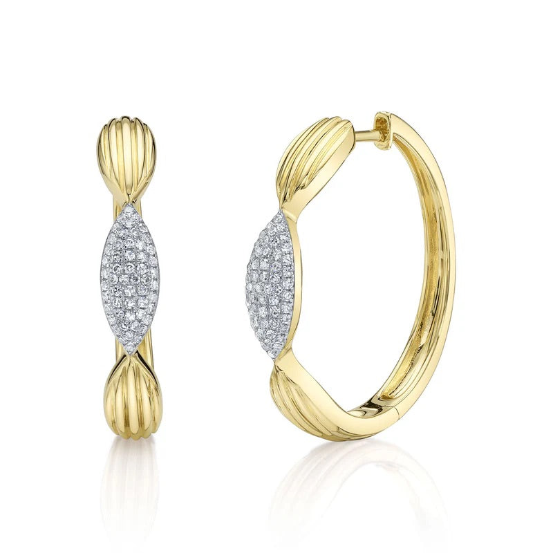 14K Yellow And White Gold 0.23 CTW Diamond Hoop Earrings