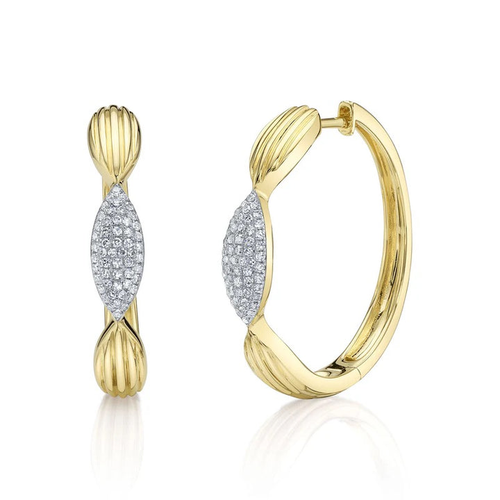 14K Yellow And White Gold 0.23 CTW Diamond Hoop Earrings