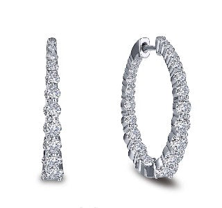 Lafonn Sterling Silver Cubic Zirconia Graduated Hoop Earrings