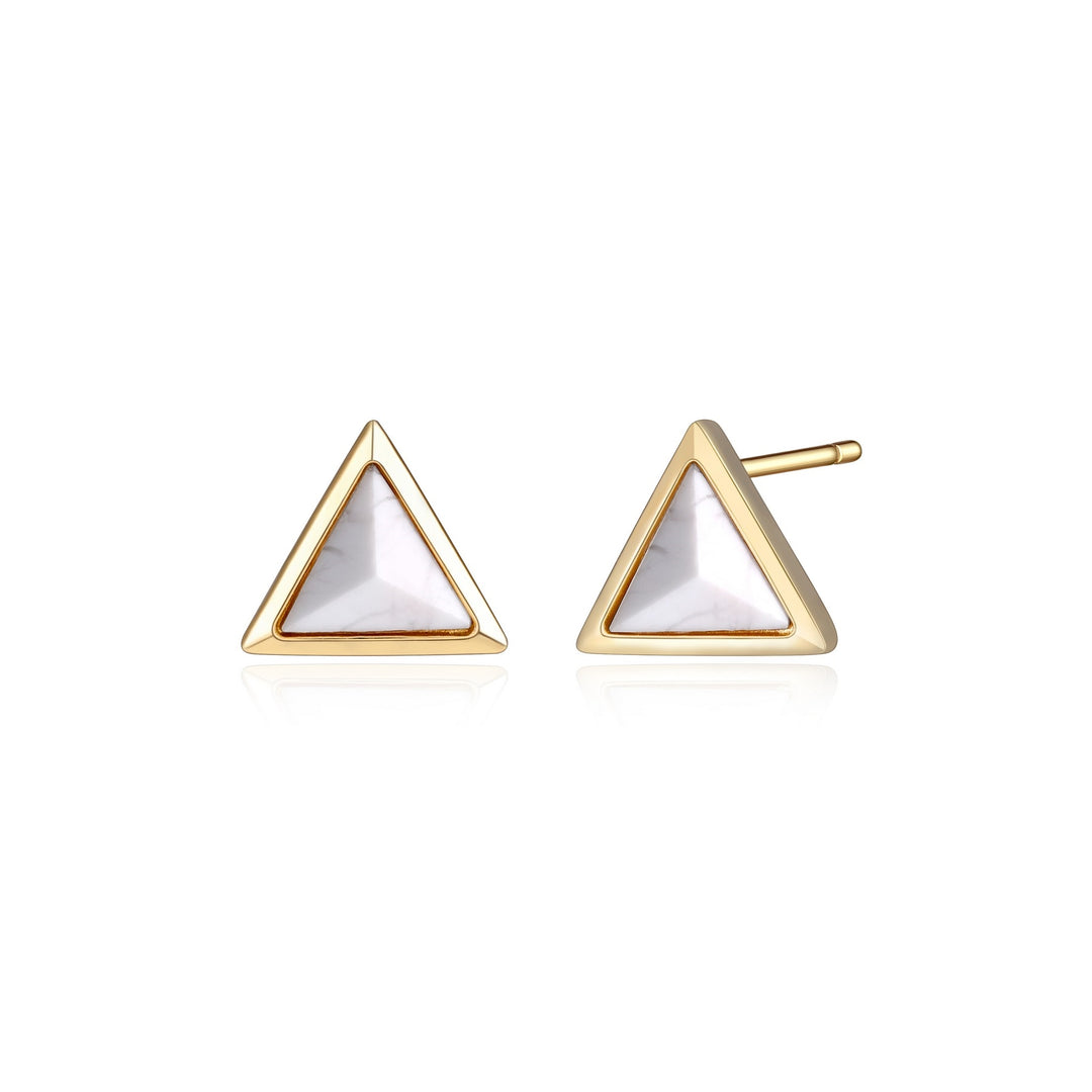 Yellow Gold Plated Sterling Silver ELLE Stud Earrings With Howlite Stones