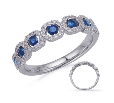 14K White Gold 0.46 CTW Sapphire And 0.26 TDW Diamond Women's Ring