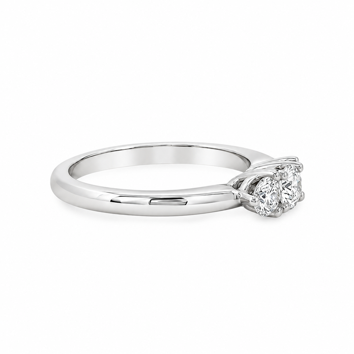 14K White Gold Three Stone 0.53 CTW Diamond Engagement Ring