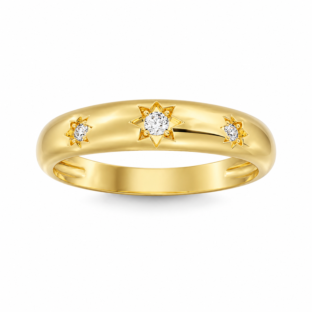 10K Yellow Gold LAB Diamond Wedding Band