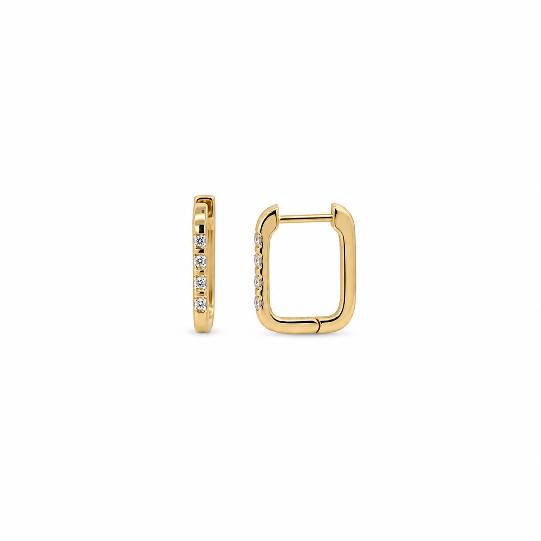 10K Yellow And White Gold 0.04 CTW Diamond Huggie Earrings