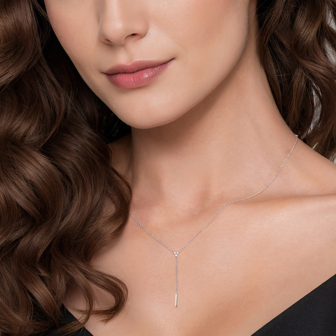 Sterling Silver Diamond Y  Gabriel & Co Necklace