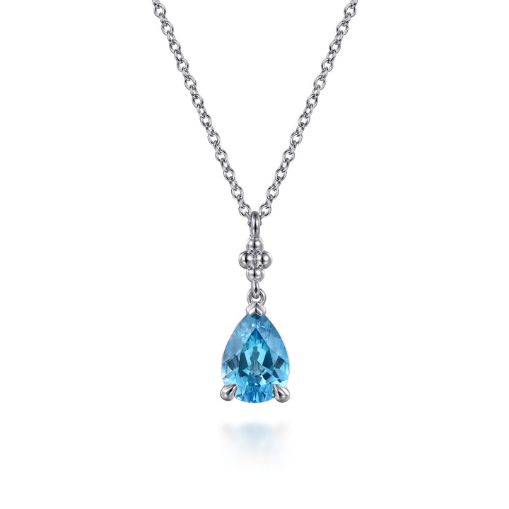 Sterling Silver  Gabriel & Co Blue Topaz Bujukan Necklace