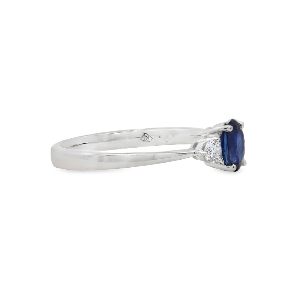 18K White Gold 0.59 CTW Sapphire And 0.13 CTW Diamond Ring