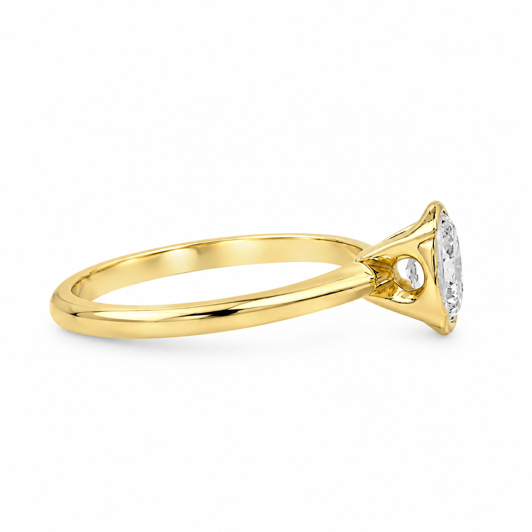 Women's 14K Yellow Gold Classic 0.61 CTW Oval Diamond Engagement Ring