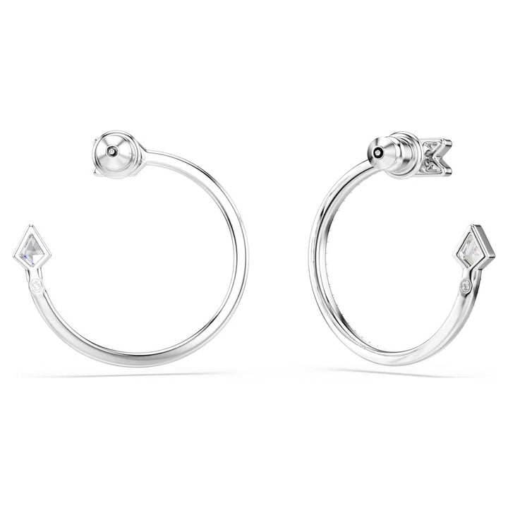 Swarovski Idyllia Rhodium Plated Hoop Arrow Earrings With Clear Crystals 5741522